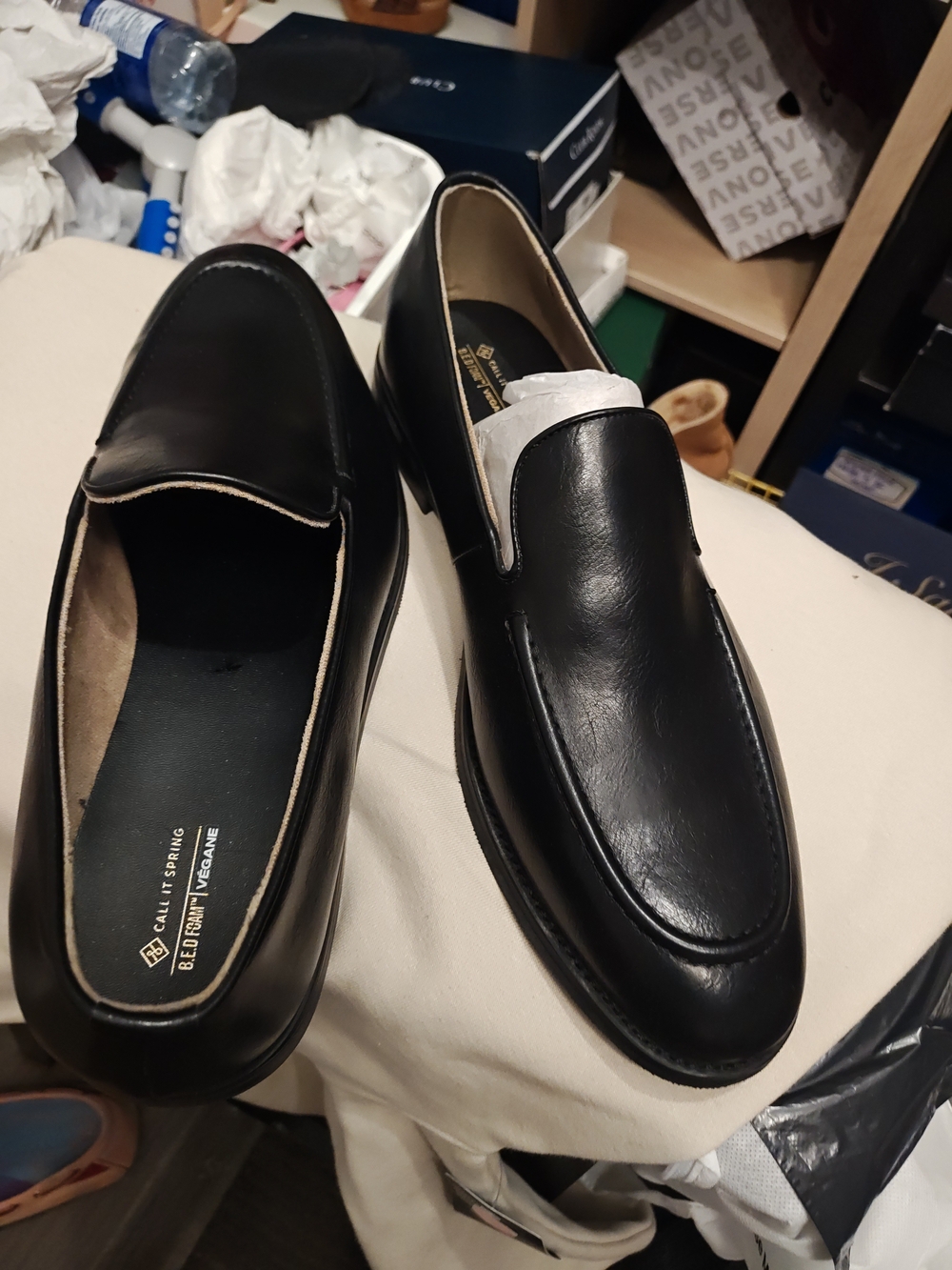 Call It Spring Black Leather Slip-On Men’s Loafers 13
